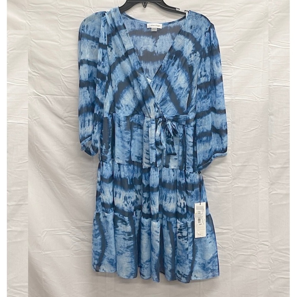 Calvin Klein 5 Dress Lot Green and Blue & White Flowing Ruffled Boho Dresses - Picture 2 of 6